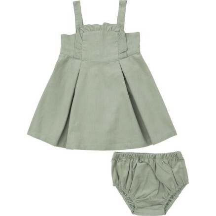 Cord Desert Sage Ruffle Jumper With Diaper Cover, Sage