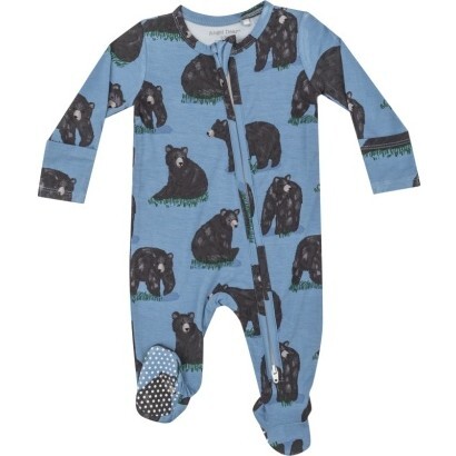 Black Bears 2 Way Zipper Footie, Dark Blue