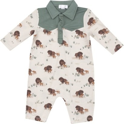 Bison Families L/S Cowboy Romper, Beige