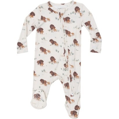 Bison Families 2 Way Zipper Footie, Beige