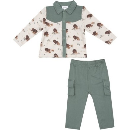 Bison Families Cowboy Button-down and Pant, Beige