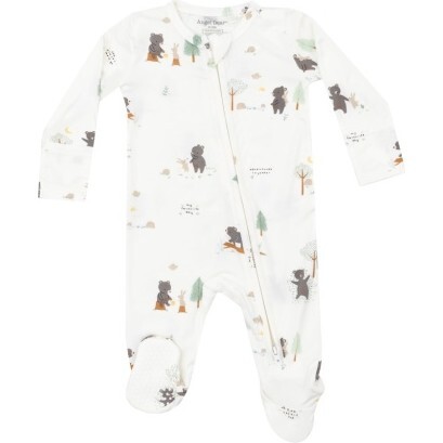 Bear And Bunny Adventure 2 Way Zipper Footie, White