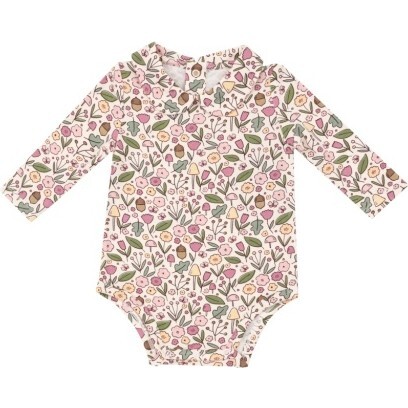 Acorn Floral Peter Pan Collar Bodysuit, Pink