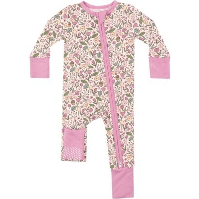 Acorn Floral 2 Way Zipper Romper, Pink