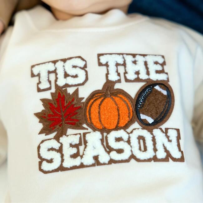 Tis The Season Pumpkin Patch Long Sleeve Romper, Natural - Shirts - 3