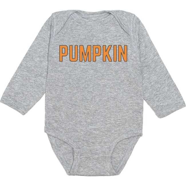 Pumpkin Long Sleeve Bodysuit, Grey