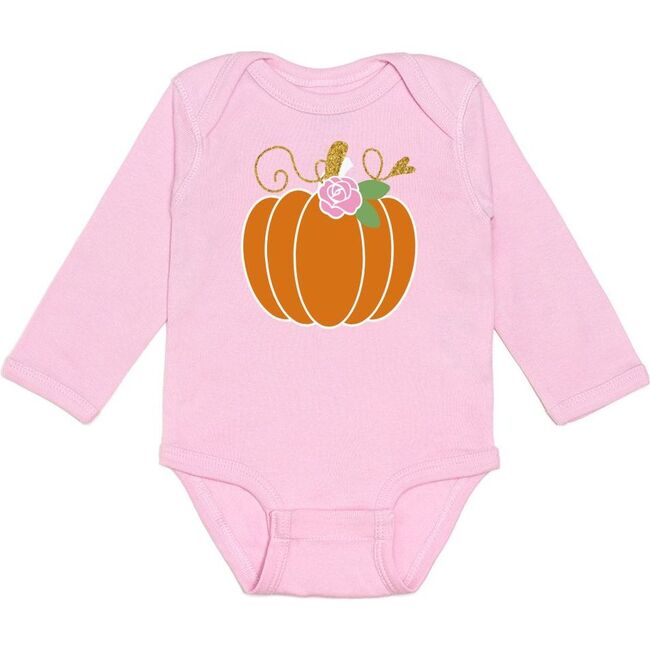 Pumpkin Rose Long Sleeve Bodysuit, Pink