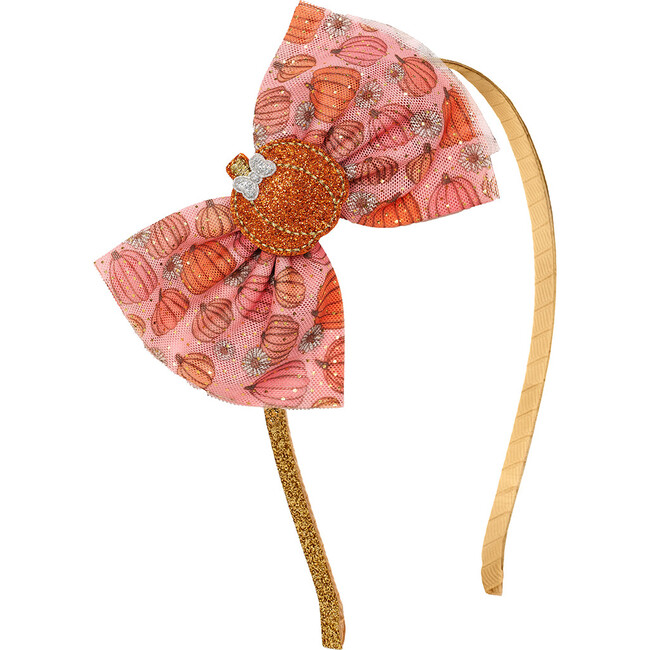 Pumpkin Daisy Blush Tulle Bow Headband, Multi