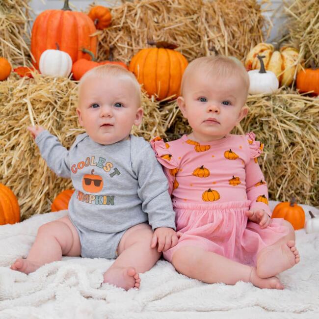 Pumpkin Blush Long Sleeve Tutu Bodysuit, Blush - Shirts - 3