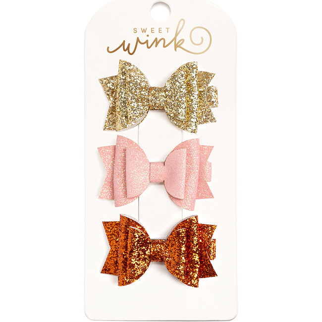 Golden Blush Bow Clip Set, Multi