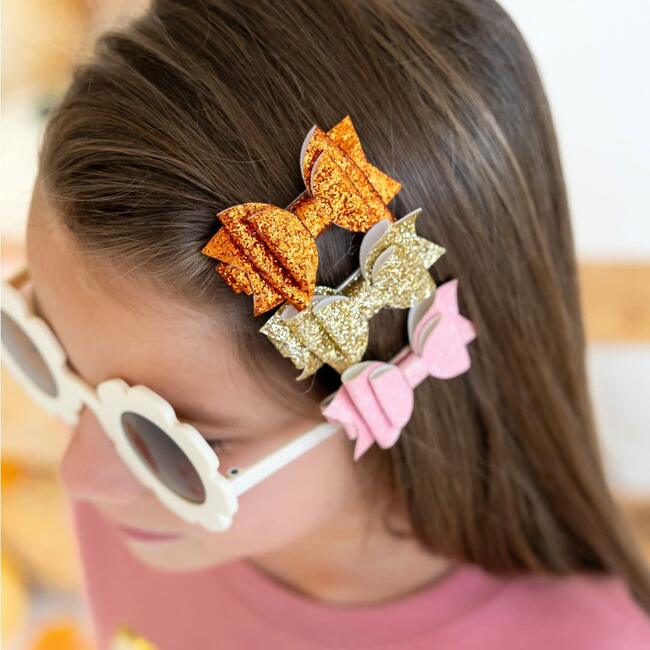 Golden Blush Bow Clip Set, Multi - Hair Accessories - 2