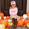 Pumpkin Bow Trucker Hat, Pink - Hats - 2