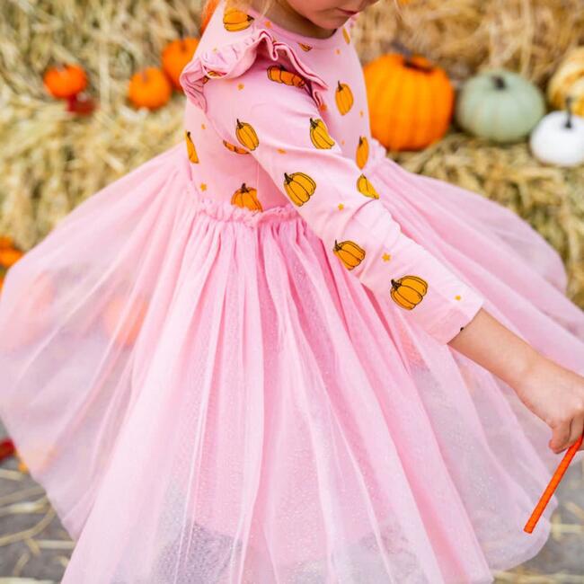 Pumpkin Blush Long Sleeve Tutu Dress, Blush - Dresses - 3