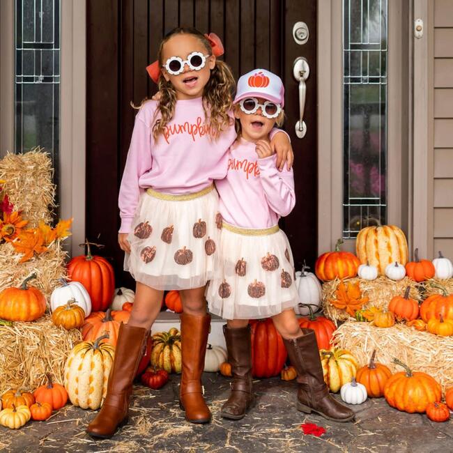 Pumpkin Bow Trucker Hat, Pink - Hats - 3