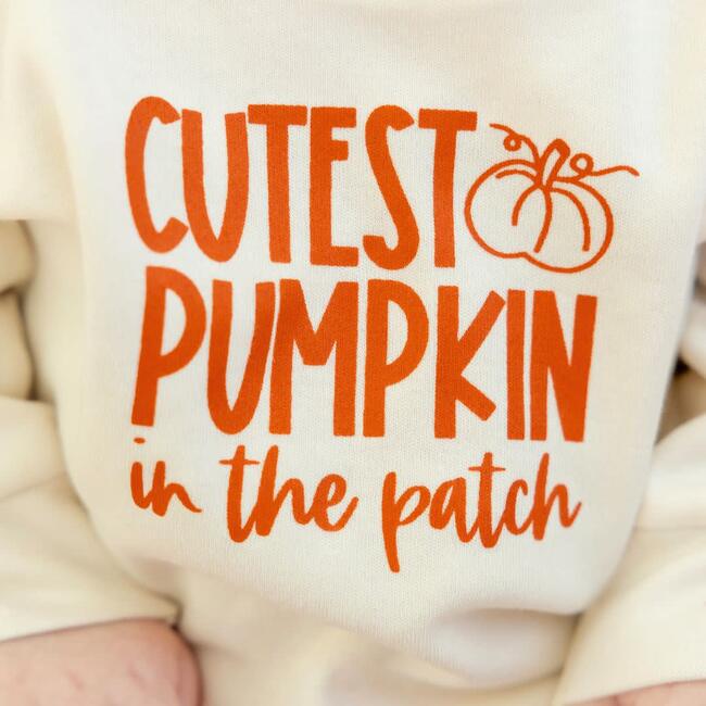 Cutest Pumpkin In The Patch Long Sleeve Romper, Natural - Shirts - 3