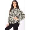 Women's Sam Print Buttoned High Neck Long Puff Sleeve Top, Onyx - Shirts - 2