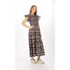 Women's Bella Print Flutter Sleeve Smocked Maxi Dress, Black & Multicolors - Dresses - 2