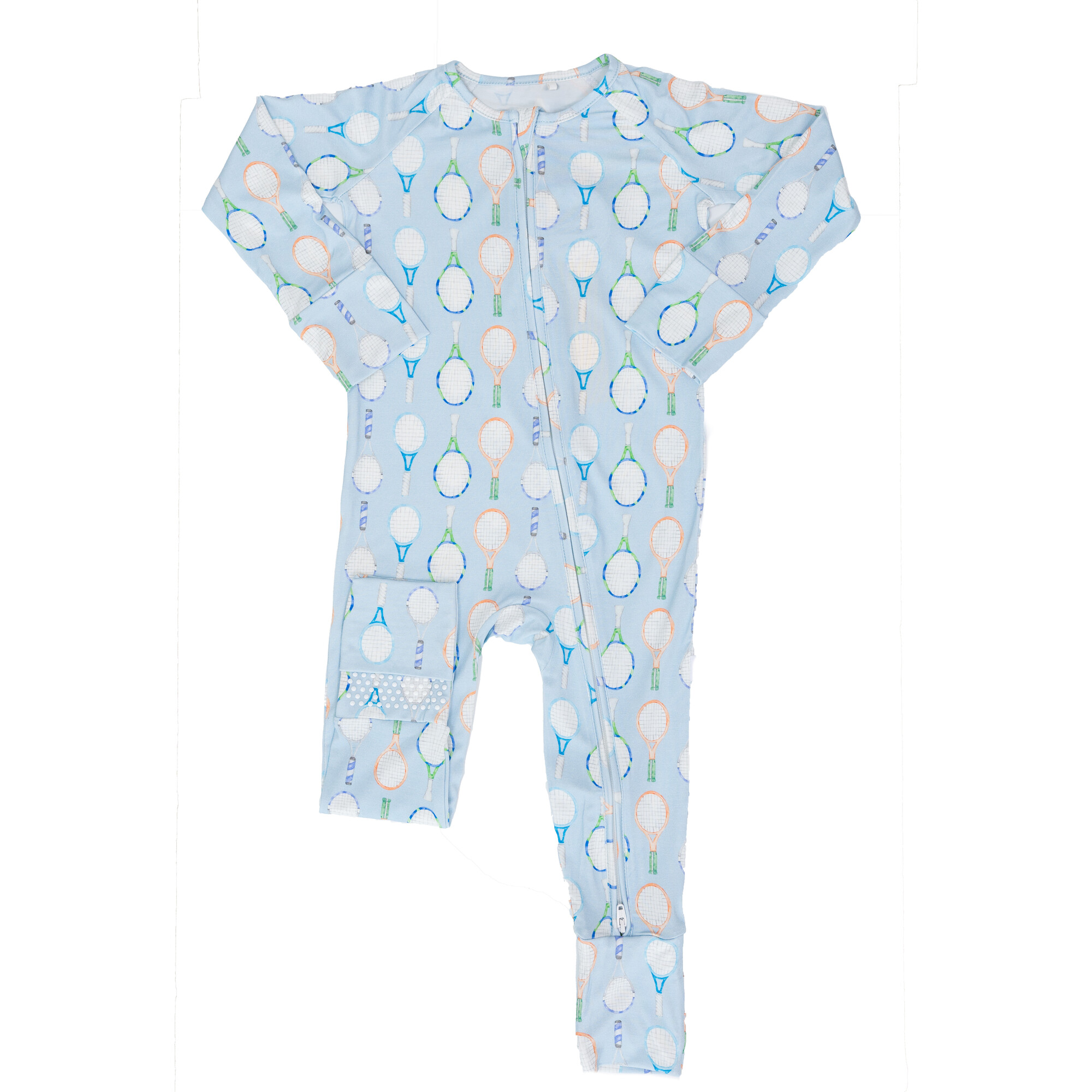 Tennis Rackets Sleep Romper, Blue - Pajamas - 1