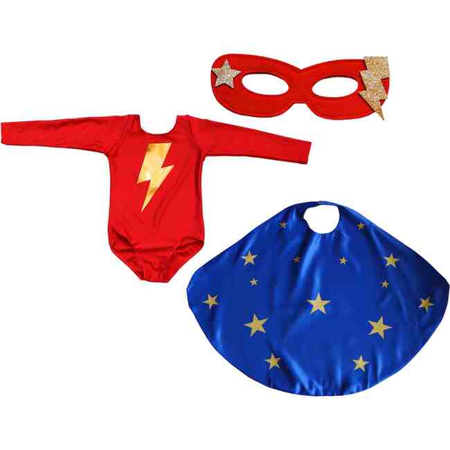 Superhero Star Leotard Cape Set, Blue