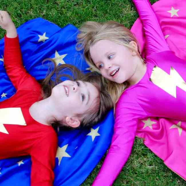 Superhero Star Leotard Cape Set, Pink - Costumes - 3
