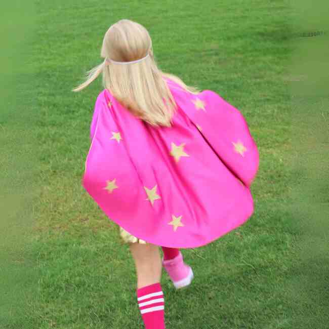 Superhero Star Leotard Cape Set, Pink - Costumes - 4