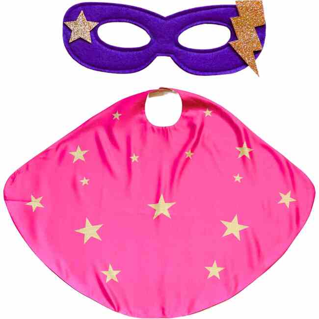 Superhero Star Leotard Cape Set, Pink - Costumes - 5