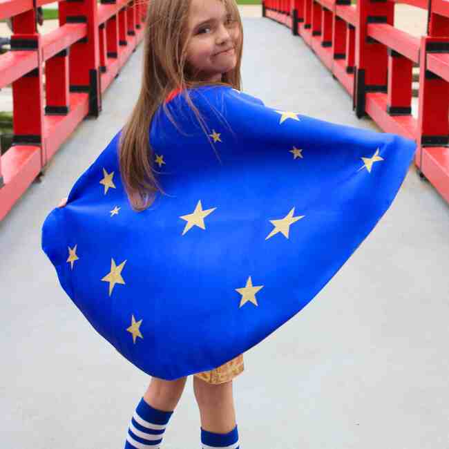 Superhero Star Leotard Cape Set, Blue - Costumes - 4