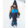 Storm Print Color-Block Hooded 2-Piece Technical Snowsuit, Blue & Mustard - Snowsuits - 2