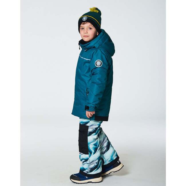 Glaciers Print Detachable Hood 2-Piece Snowsuit, Forest Green - Snowsuits - 2