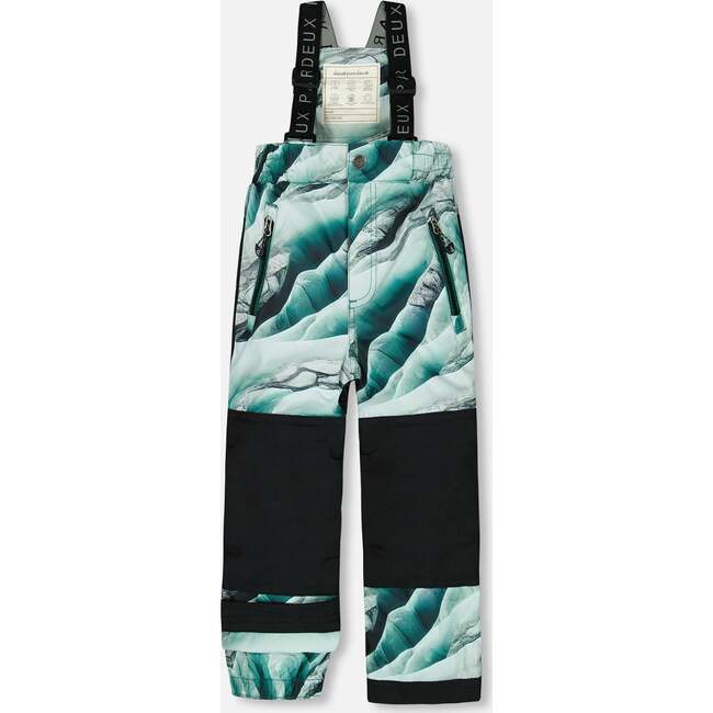 Glaciers Print Detachable Hood 2-Piece Snowsuit, Forest Green - Snowsuits - 5