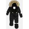 Baby Hooded One-Piece Snowsuit, Black - Snowsuits - 3