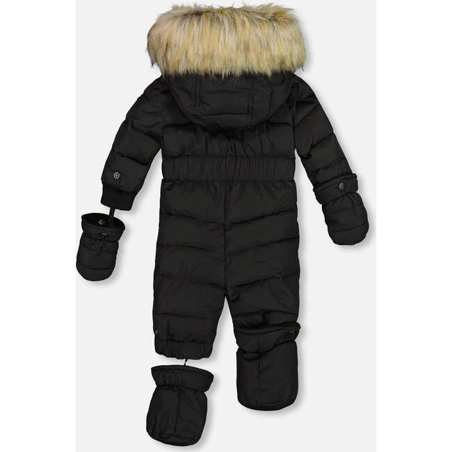 Baby Hooded One-Piece Snowsuit, Black - Snowsuits - 4