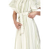 Women's Vienna Pintuck Short Sleeve Front Button Dress, Garden Stripe - Dresses - 6