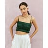 Women's Puglia Smocked Tie Strap Crop Tank Top, Palm - Blouses - 7