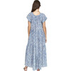 Women's Vienna Ruched Elastic Neck Raglan Sleeve Tiered Maxi Dress, Trellis In Indigo - Dresses - 2