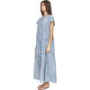 Women's Vienna Ruched Elastic Neck Raglan Sleeve Tiered Maxi Dress, Trellis In Indigo - Dresses - 3