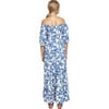 Women's Capri Elastic Bubble Sleeve Tiered Maxi Dress, Indigo Crackle - Dresses - 2