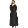 Women's Capri Elastic Bubble Sleeve Tiered Maxi Dress, Black Eyelet - Dresses - 2