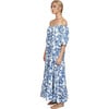 Women's Capri Elastic Bubble Sleeve Tiered Maxi Dress, Indigo Crackle - Dresses - 3