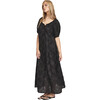 Women's Capri Elastic Bubble Sleeve Tiered Maxi Dress, Black Eyelet - Dresses - 3