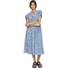 Women's Korcula Plunge V-Neck Front Button Midi Dress, Trellis In Indigo - Dresses - 5