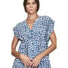 Women's Korcula Plunge V-Neck Front Button Midi Dress, Trellis In Indigo - Dresses - 6