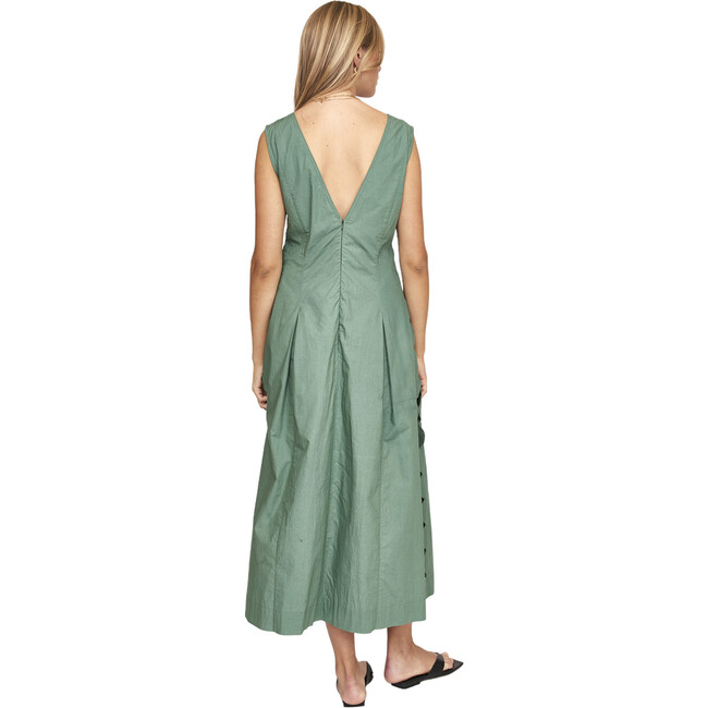 Women's Barcelona Plunge Neck Back Zipper A-Line Dress, Laurel - Dresses - 2