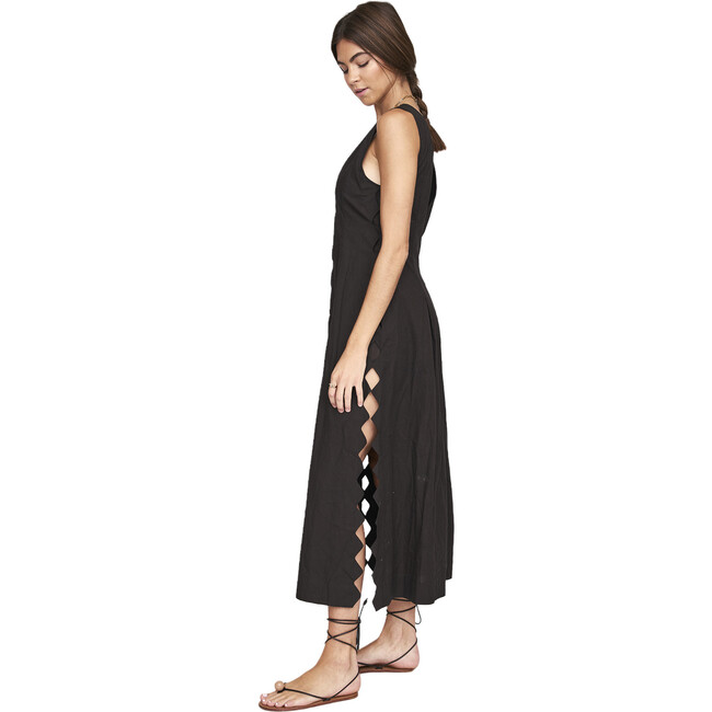 Women's Barcelona Plunge Neck Back Zipper A-Line Dress, Black - Dresses - 3