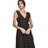 Women's Barcelona Plunge Neck Back Zipper A-Line Dress, Black - Dresses - 7