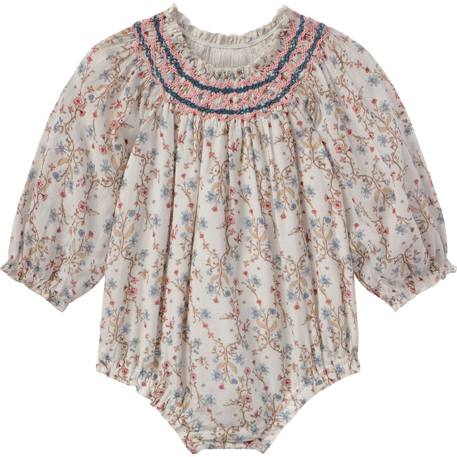 Marigold Smocked Neck Long Sleeve Bubble, Woodland Dream