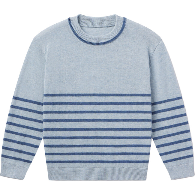 Cooper Striped Long Sleeve Pull-Over Sweater, Seaglass