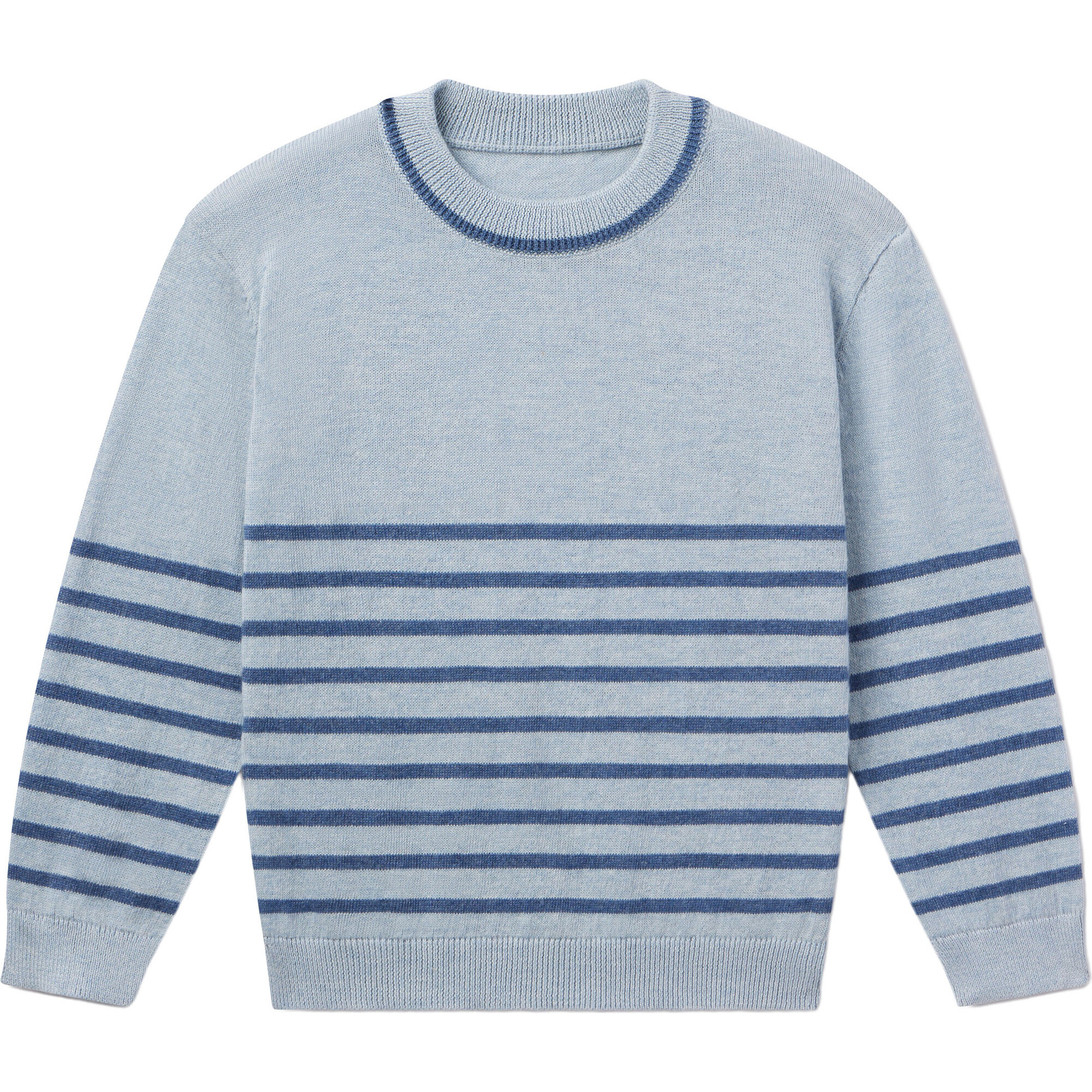 Cooper Striped Long Sleeve Pull-Over Sweater, Seaglass - Sweaters - 1