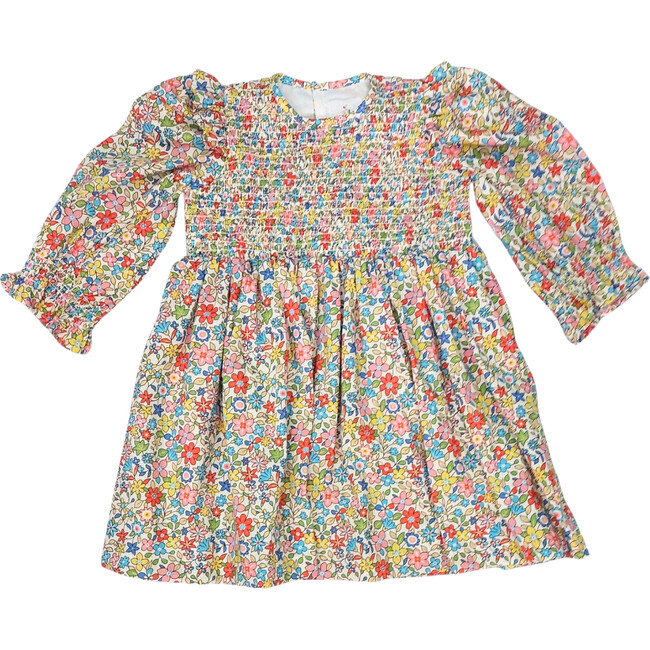 Kendall Floral Print Long Poet Sleeve Smocked Dress, Multicolors