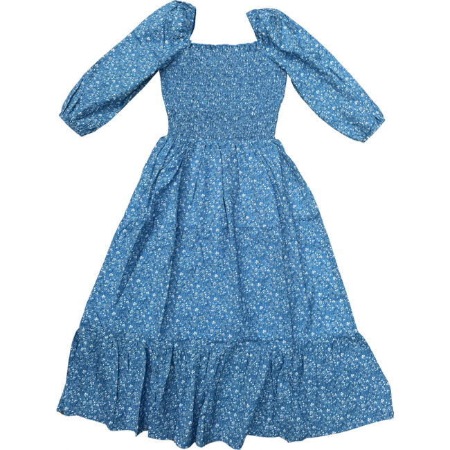 Women's Claire Floral Print Lined Smocked Skirt Dress, Navy